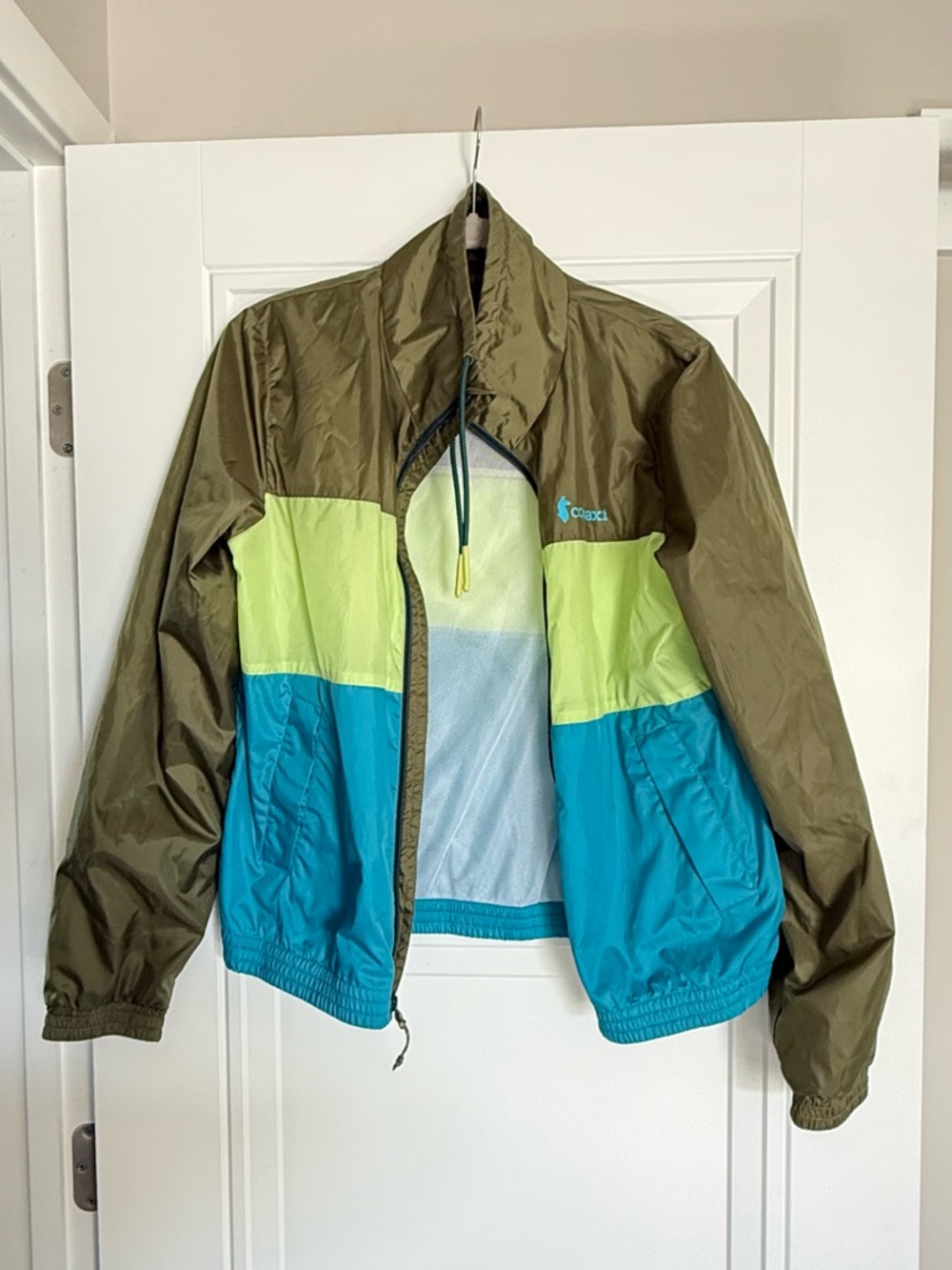 Cotopaxi Lightweight Windbreaker Jacket - Olive, Lime & Teal